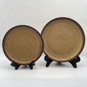 2 Denby Romany Brown Plates, 8" and 6.75” Stoneware England Vintage